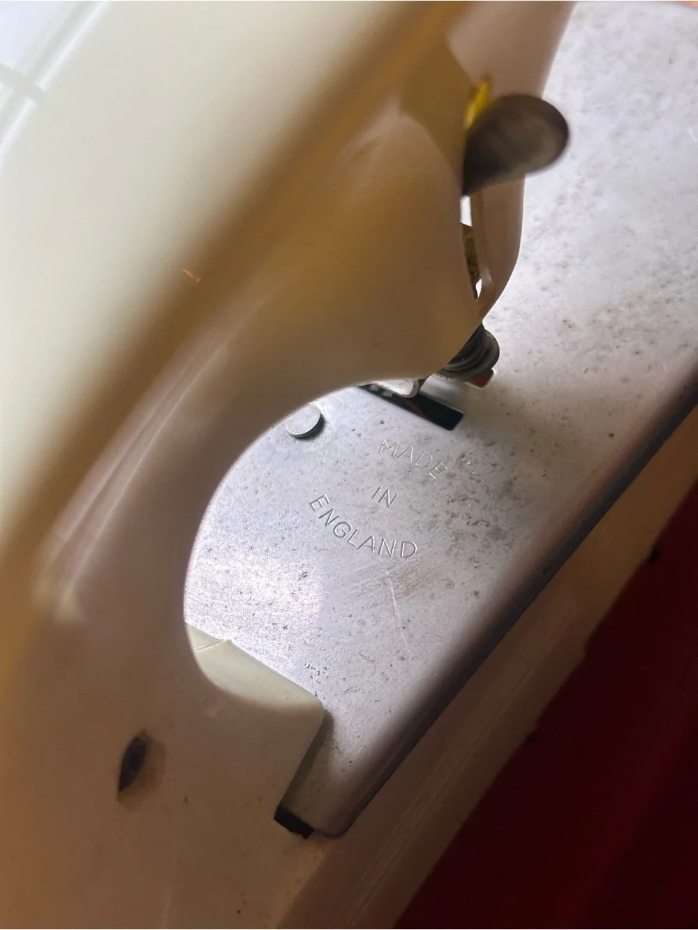 Retro Kids Toy Sewing Machine in Cream and Red -